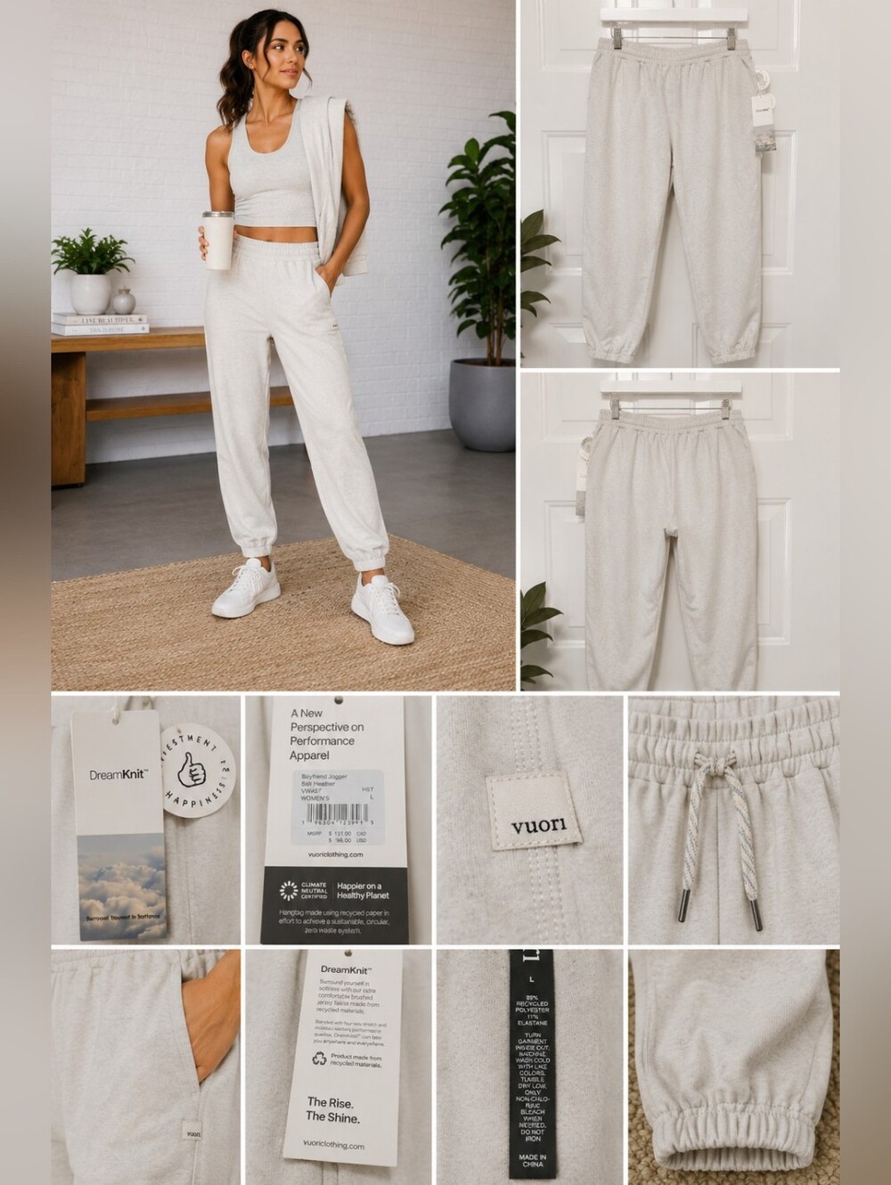 Vuori Boyfriend Jogger DreamKnit Salt Heather Lounge Sweatpants L - NWT